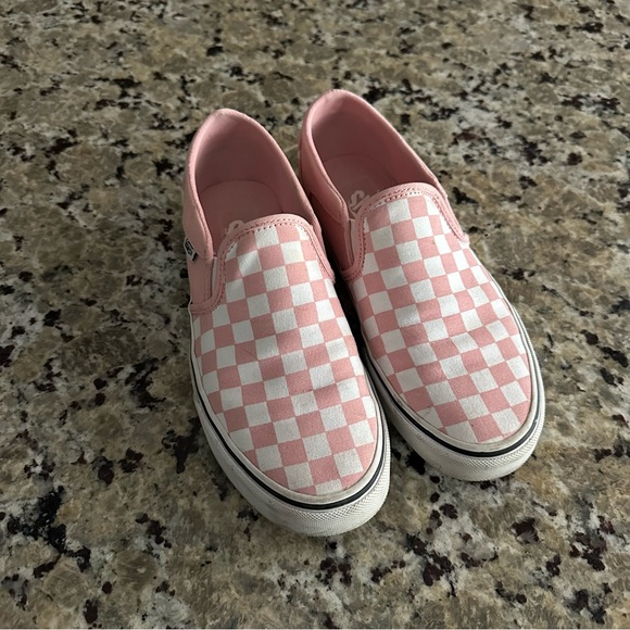 Vans Shoes - Vans Slip-On Checkerboard Sneakers - Pink/White